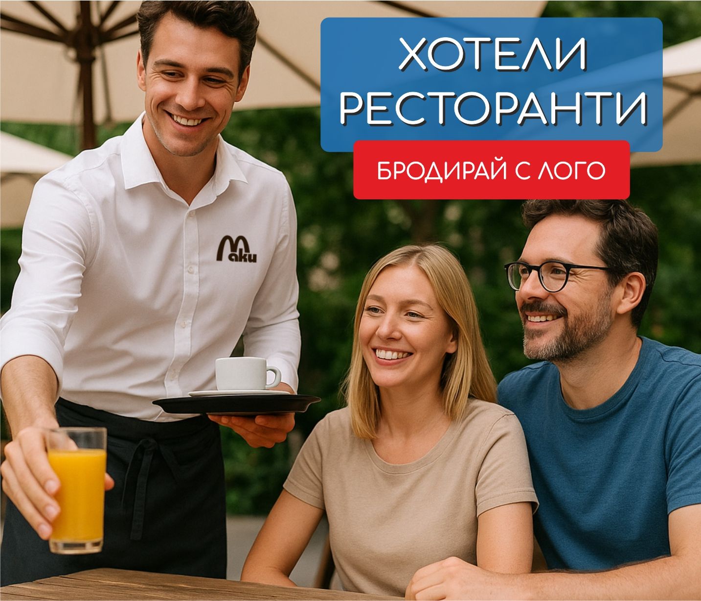 Бродирани тениски и престилки за хотели и ресторанти. brodiram.bg